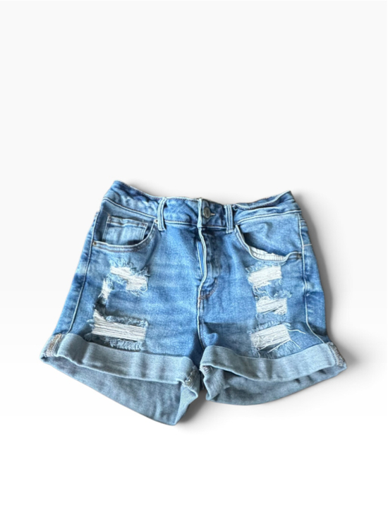 Wax Jean Pants - Women's Wax Jean Distressed Denim Shorts Blue Size M